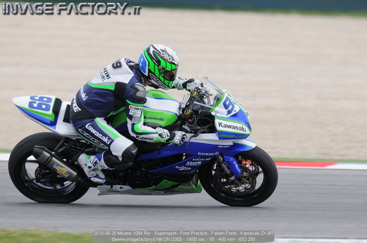 2010-06-26 Misano 1084 Rio - Supersport - Free Practice - Fabien Foret - Kawasaki ZX-6R